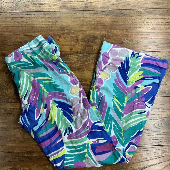 Lilly Pulitzer Womens Pull On Knit Pants XS Floral Multicolor Stretch Flare‎ Leg - Picture 1 of 8